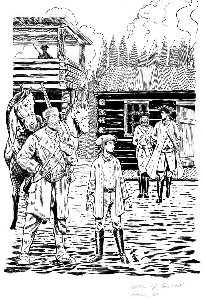 In the Fort, ink on watercolor paper.